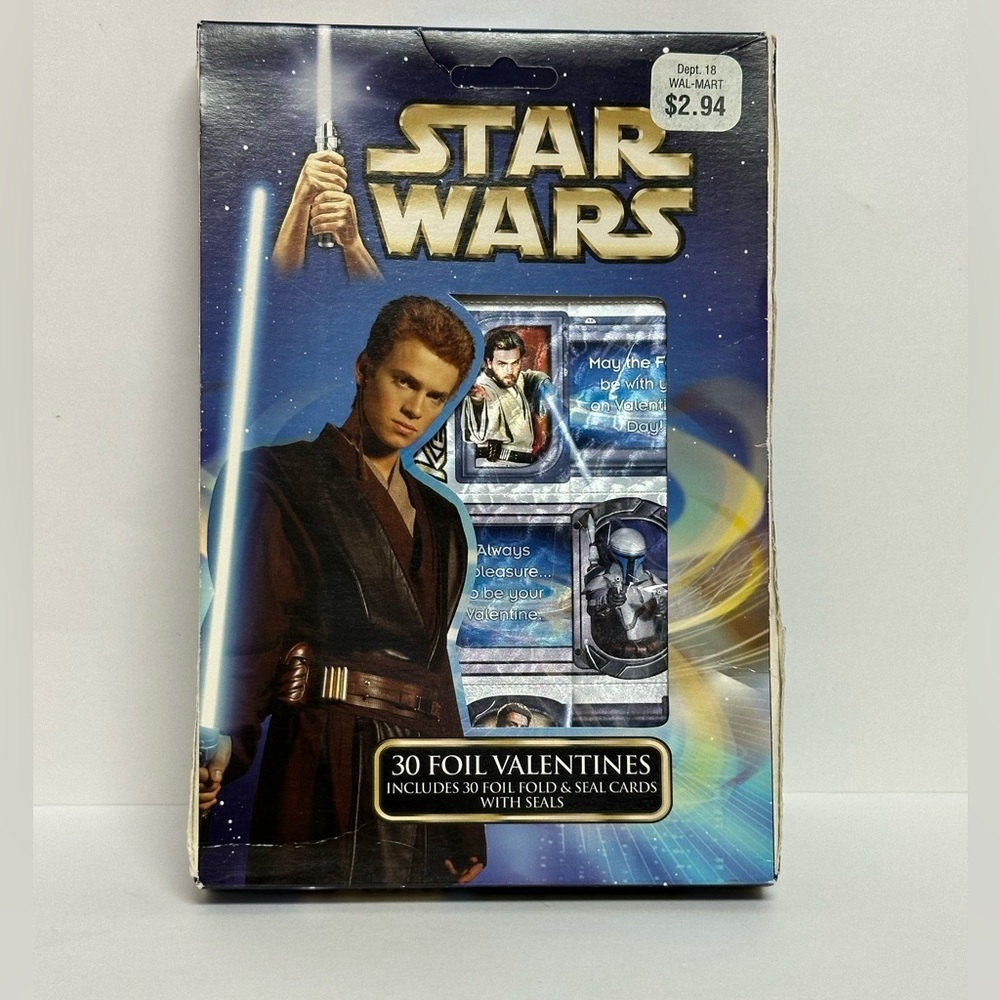 Star Wars 30 Foil Valentines Fold & Seal Cards W/ Seals 2002 In Sealed Box READ